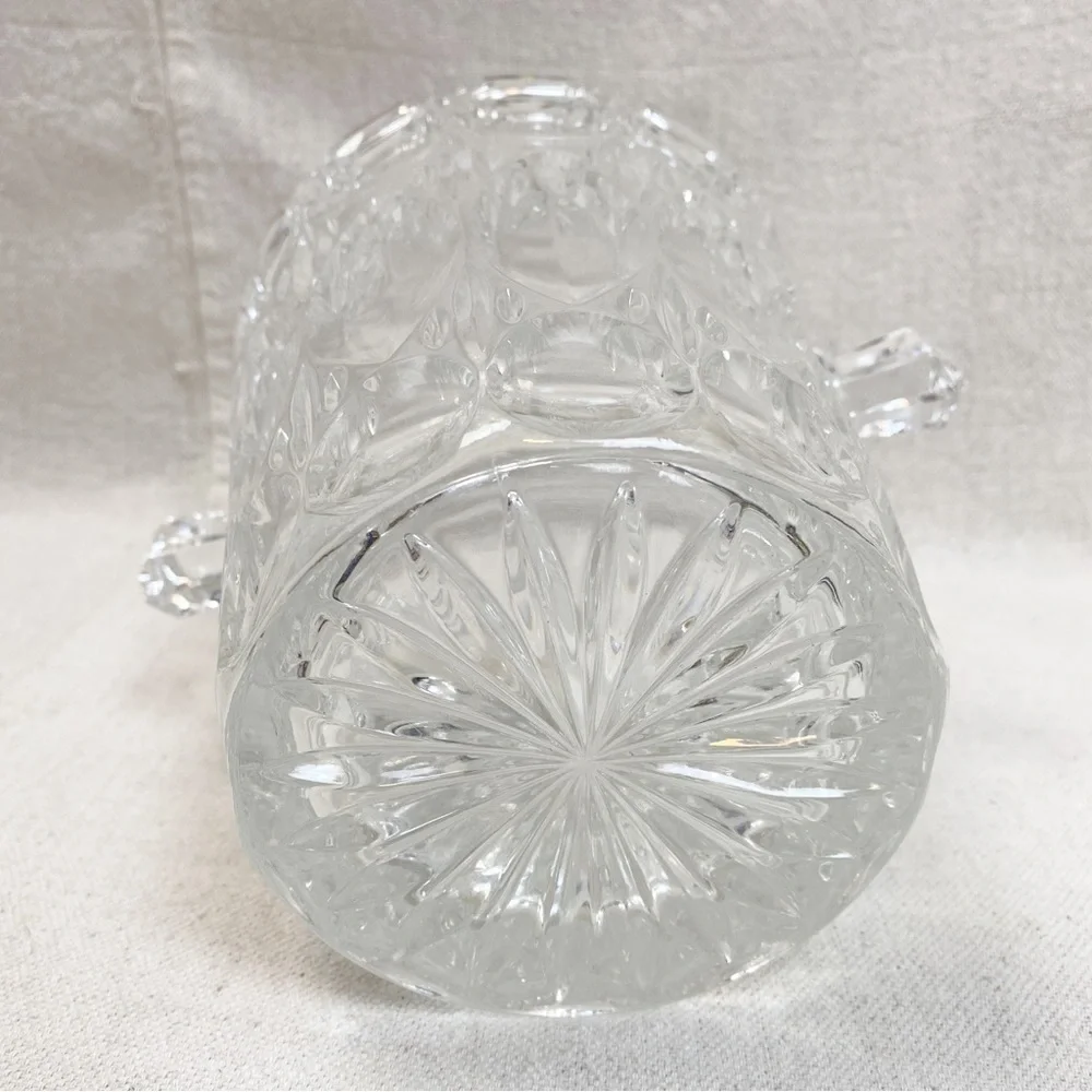 Vintage Glass Crystal ice bucket MCM Geometric ovals